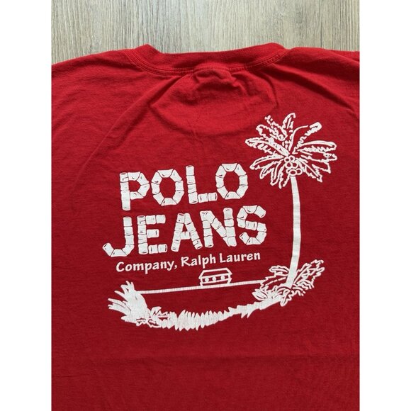 Vintage Y2K Polo Jean Ralph Lauren Coconut Art Logo Red Shirt XL Streetwear Hype - Picture 3 of 7